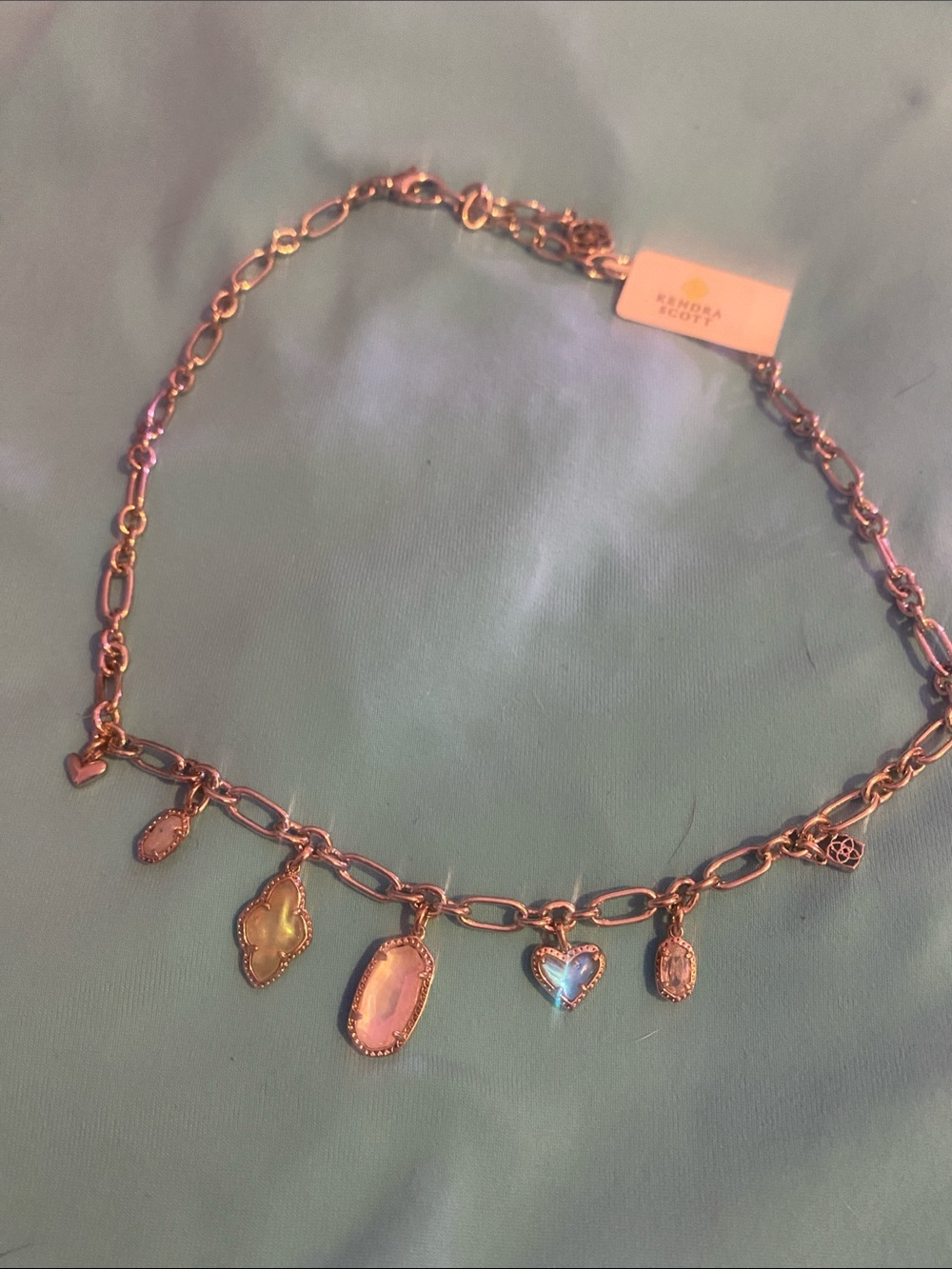 Kendra Scott Gold-Tone Necklace with Iridescent Pastel Charms